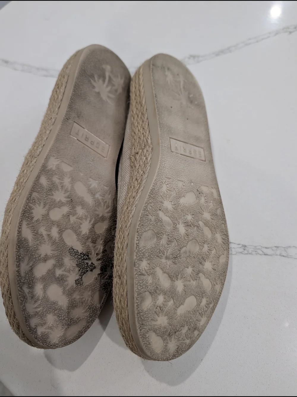 ESPRIT Womens 7M Beige Linen Espadrille Slip On Shoes Jute Flats Coastal